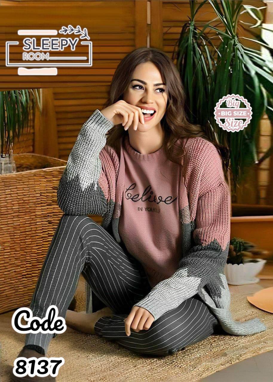 بيجامة 3 قطع بيج سايز